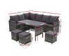 ASTERIN INDOOR/ OUTDOOR  9-SEATER SOFA DINING SETTING - MIXED GREY