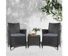 MALLORY 3 PIECE OUTDOOR WICKER LOUNGE SETTING - BLACK