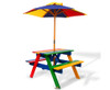 CAROLINE INDOOR/OUTDOOR KIDS WOODEN PICNIC SET WITH UMBRELLA - AS PICTURED