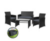 NORMA 4 PIECE OUTDOOR RATTAN  LOUNGE SETTING WITH STORAGE COVER - BLACK