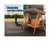 TAYLOR OUTDOOR WOODEN 3 SEATER CANOPY SWING CHAIR - CHARCOAL
