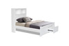 KING SINGLE JESSY BOOKEND BED WITH 2 DRAWERS - WHITE , BLACKWOOD OR WALNUT
