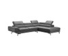 ZAVIAN LEATHERETTE CORNER SOFA WITH RIGHT-HAND CHAISE - GREY