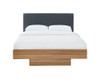 QUEEN VIVICA FLOATING BED FRAME WITH PADDED HEADBOARD - WALNUT OAK