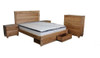 KING OAKLAND (AUSSIE MADE) BED - WITH 2 FOOT END UNDER BED STORAGE DRAWERS - ASSORTED STAINED COLOURS