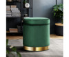 LINDEN VELVET FABRIC OTTOMAN FOOTSTOOL WITH STORAGE - GREEEN