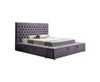 KING RIDGEN VELVET FABRIC BED FRAME WITH TUFTED BEDHEAD - DARK GREY