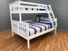 VELOZ SINGLE OVER DOUBLE (TRIO) BUNK BED WITH MATCHING DELUXE TEENAGE TRUNDLE BED - BRIGHT SATIN WHITE (SNOW)