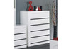 CASTRO 5 DRAWER TALLBOY - 1200(H) x 1000(W) x 450(D) - GLOSS WHITE