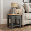 EMMETT (AUSSIE MADE) LAMP TABLE WITH ONE DRAWER - 500(H) x 400(W) x 360(D) - SIGNATURE GREY / LIGHT OAK (2 TONE)