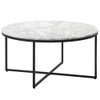 HARVEY MARBLE COFFEE TABLE - WHITE TOP / BLACK FRAME - ONLINE SPECIAL - READY TO GO - 1 ONLY