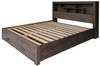 KING SINGLE MUNICH TIMBER BED WITH UNDER BED STORAGE - GREY STONE