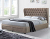 KING LIVERMORE LEATHERETTE / LINEN / VELVET BED  - ASSORTED COLOURS