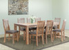 ENDLICHERI 9 PEICE DINING SETTING (WITH 8x DINING CHAIRS) - 2100(W) x 950(D) - OAK / CHOCOLATE