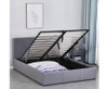 KING UMBREON LINEN FABRIC FRONT GAS LIFT BED FRAME - GREY