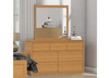 JACKIE (AUSSIE MADE) 7 DRAWER DRESSING TABLE WITH MIRROR - TASSIE OAK COMBINATION - ASSORTED COLOURS