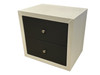 FRESHWATER 2 DRAWER LEATHERETTE BEDSIDE TABLE - 500(H) x 540(W) - WHITE / GREY
