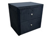 FRESHWATER 2 DRAWER VELVET BEDSIDE TABLE - 500(H) x 540(W) - BLACK