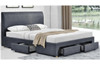 DOUBLE NEWCHAN FABRIC BED WITH DRAWERS - DARK GREY