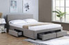 DOUBLE RANNY FABRIC BED WITH DRAWERS - GREY