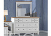 PLANTATION (CUSTOM MADE) 7 DRAWER DRESSING TABLE WITH MIRROR - 1800/900(H) x 1300(W) x 450(D) - NATURAL OAK TOP / WHITE CARCASS - 1 ONLY - ONLINE SPECIAL - READY TO GO