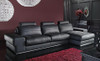 CARMEN LEATHERETTE L-SHAPE CORNER SOFA CHAISE LOUNGE SUITE - BLACK