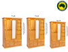MUDGEE (AUSSIE MADE) WARDROBE COMBO WITH 3 DOORS & 4 DRAWERS - ASSORTED STAINED COLOURS - STARTING FROM $1299