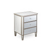 GABBY 3 DRAWER MIRRORED BEDSIDE TABLE - 630(H) x 510(W)  - SILVER