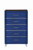 JAYCEE VELVET 5 DRAWER TALLBOY - BLUE