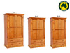 MUDGEE (AUSSIE MADE) WARDROBE 2 DOOR / 2 DRAWER COLLECTION - ASSORTED STAINED COLOURS - STARTING FROM $799