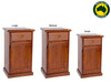 MUDGEE (AUSSIE MADE) THICK TOP - 1 DOOR / 1 DRAWER BEDSIDE TABLE COLLECTION - ASSORTED STAINED COLOURS - STARTING FROM $399