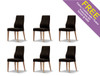 LARRY LEATHERETTE / HARDWOOD DINING CHAIR COLLECTION (SET OF 6) INCLUDING FREE LEATHER CARE KIT (5 YEAR WARRANTY) - BLACK SEATING / LEGS - ASSORTED STAINED COLOURS
