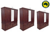 MONTANA (AUSSIE MADE) WARDROBE 3 DOOR / 5 DRAWER WITH T&G BACKING COLLECTION - ASSORTED STAINED COLOURS - STARTING FROM $1499