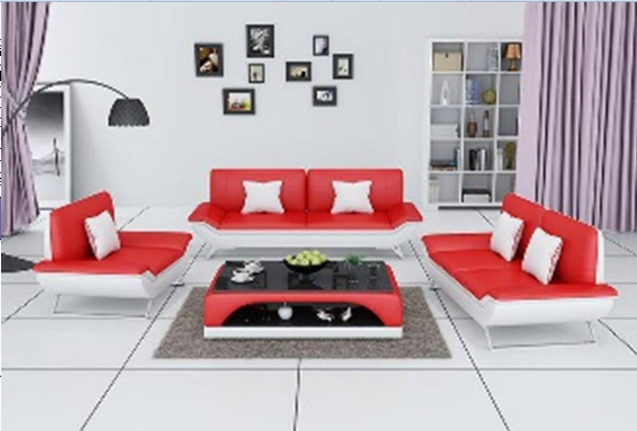 MALIC SIMULATION LEATHER PVC LOUNGE SUITE 3 2 1 AS PICTURED