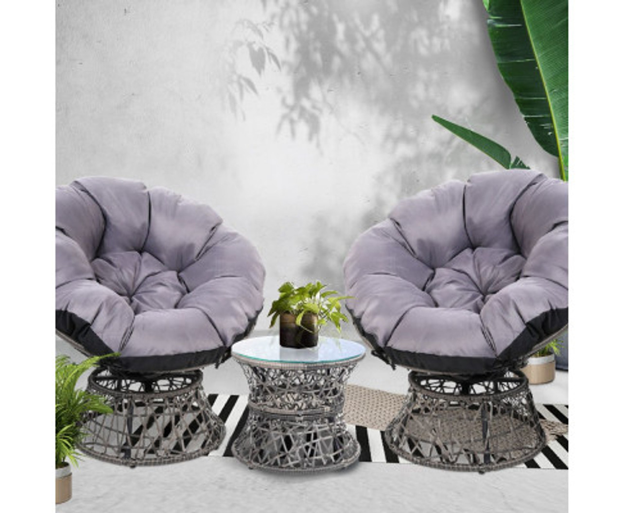 GARDON PAPASAN CHAIR AND SIDE TABLE SET GREY