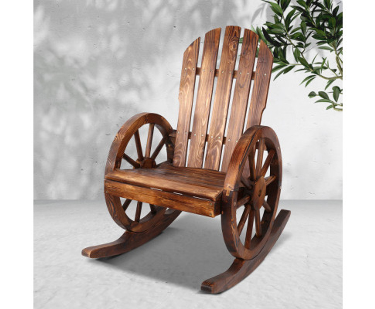 VARSHA OUTDOOR WOODEN WAGON ROCKING CHAIR BROWN