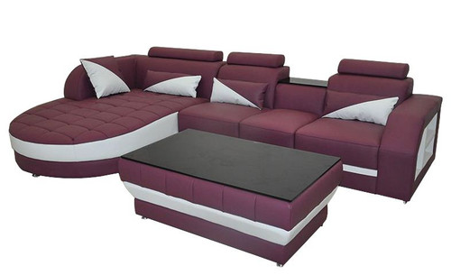 YORO (G8018C) CHAISE LOUNGE + COFFEE TABLE  - CHOICE OF LEATHER AND ASSORTED COLOURS AVAILABLE