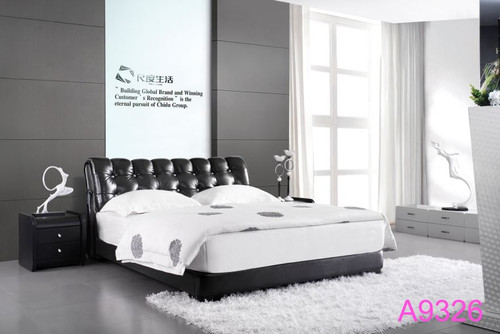 KING  SAMANTHA  LEATHERETTE BED WITH TUFTED BEDHEAD (A9326) - ASSORTED COLOURS (MADE TO ORDER)