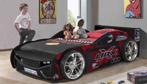 SINGLE MRX RACING CAR BED - BLACK / RED