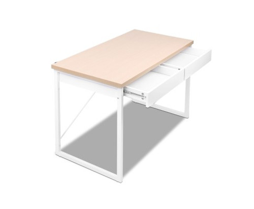 MET COMPUTER DESK WITH DRAWERS - 1000(W) x 550(D) - WHITE / OAK