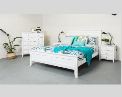 BALLINA KING 3  PIECE BEDSIDE   BEDROOM SUITE  - (BED WITHOUT FOOT DRAWERS) - WHITE  
