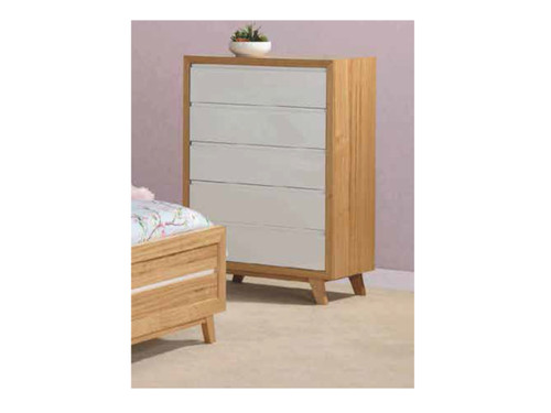 TROVATO (AUSSIE MADE) 6 DRAWER TALLBOY WITH EXTENSION RUNNERS - 1200(H) X 900(W) - TASSIE OAK COMBINATION - ASSORTED COLOURS