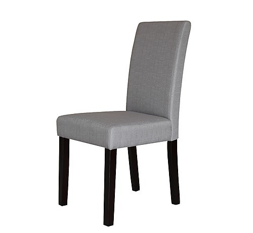 LESSATH SET OF 2 FABRIC LINEN DINING CHAIRS - LIGHT SLATE GREY