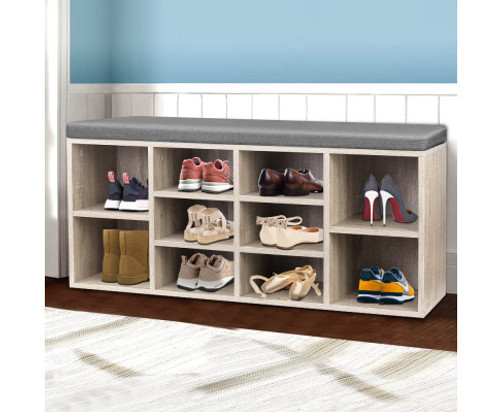 SHOE RACK WITH CUSHION & 10 COMPARTMENTS - 480(H) x 1020(W) -  AS PICTURED