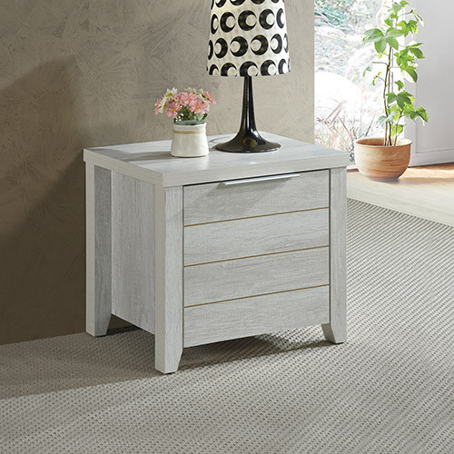 VAUGHAN 1 DRAWER BEDSIDE TABLE - 456(H) X 500(W) x 400(D) - WHITE ASH