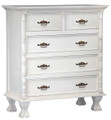 JEPARA 5 DRAWER TALLBOY ( TB 005 CV PL) 1200(H) x 1100(W) - WHITE 