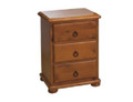 ROSE (AUSSIE MADE) 3 DRAWER BEDSIDE - GOLDEN OAK (AL1)