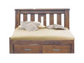 QUEEN Mt. ISA BED WITH 2 UNDERBED STORAGE DRAWERS - ROUGH SAWN (2078)