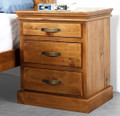 KIPLING (AUSSIE MADE) 3 DRAWER BEDSIDE TABLE - ASSORTED STAINED COLOURS