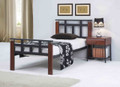 DOUBLE JACOB TIMBER & METAL BED - ANTIQUE OAK / BLACK